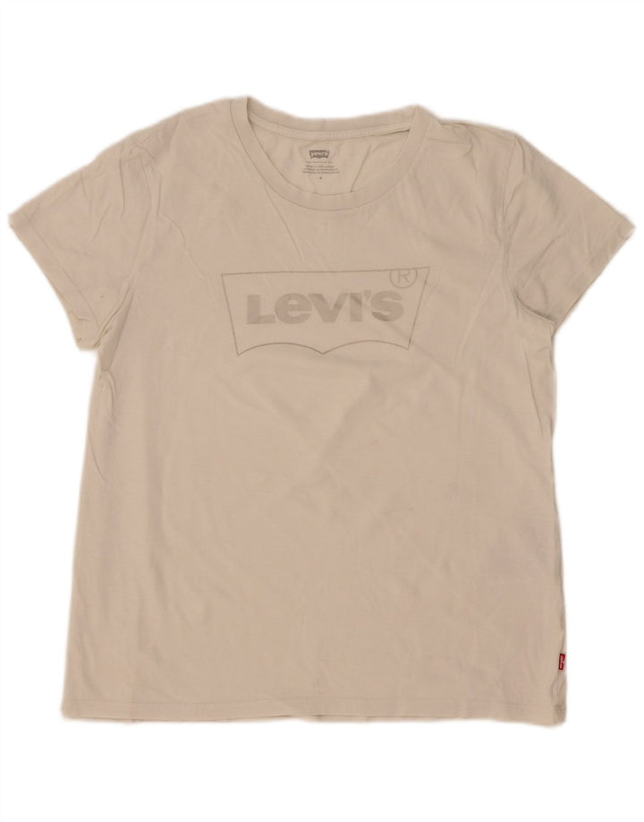 Женская футболка с рисунком Levi's Top UK 14, средний белый хлопок, белый цвет