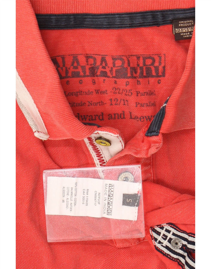 NAPAPIJRI Мужская рубашка поло с географической графикой, маленькая красная, хлопковая
