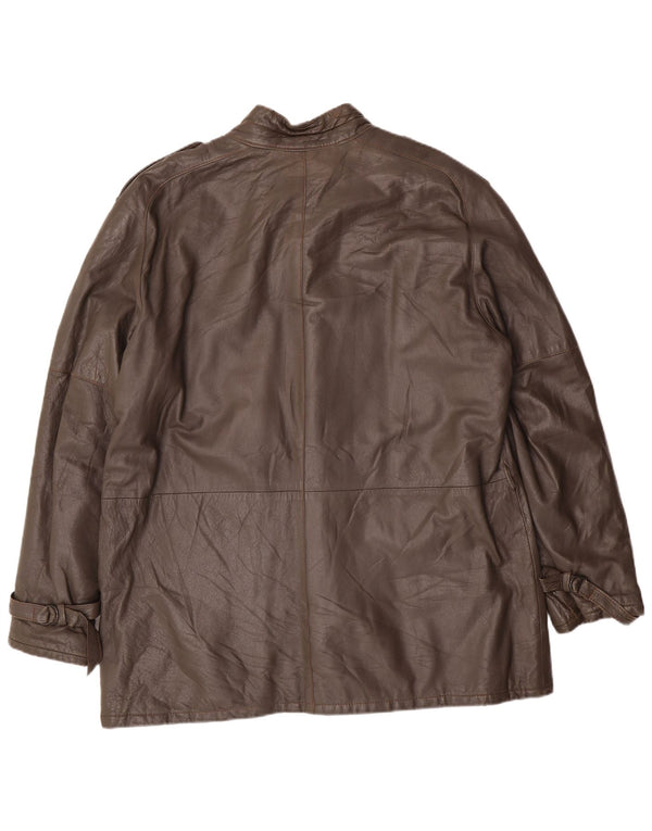 Винтажная мужская кожаная куртка в стиле милитари IT 56 3XL серая кожаная