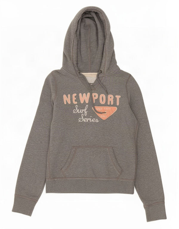 Женский джемпер с капюшоном Hollister UK 14, хлопок среднего серого цвета