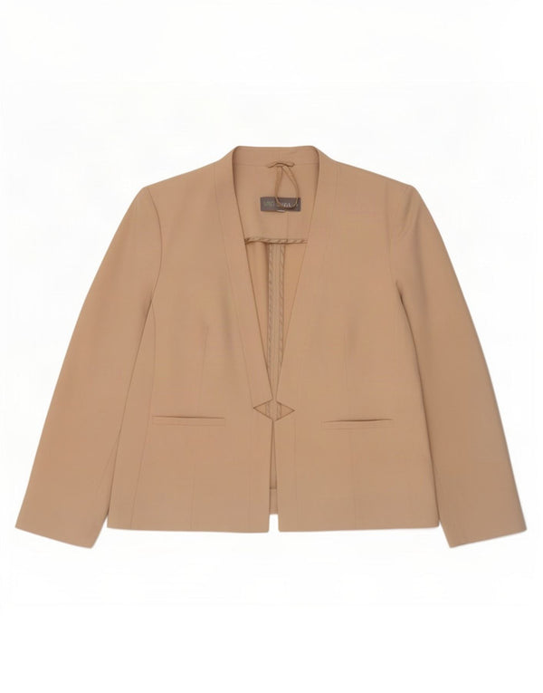 Женский открытый пиджак Marks & Spencer UK 20 2XL бежевый из полиэстера