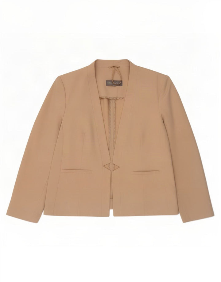 Женский открытый пиджак Marks & Spencer UK 20 2XL бежевый из полиэстера