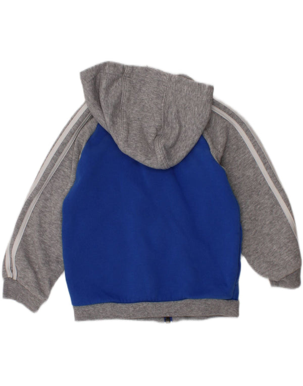 ADIDAS Baby Boys Zip Hoodie Sweater 12-18 Months Blue Colourblock Cotton