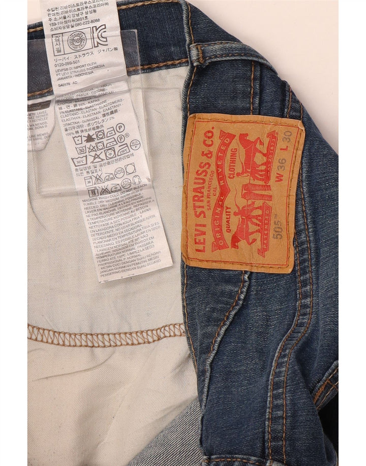 Мужские прямые джинсы LEVI'S 505 W36 L30 синие, хлопок
