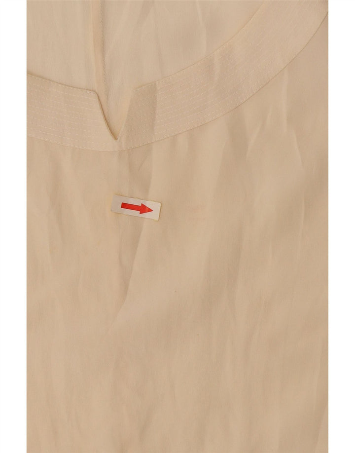 Винтажная женская укороченная блузка без рукавов, Великобритания, 14, большой белый шелковый цвет