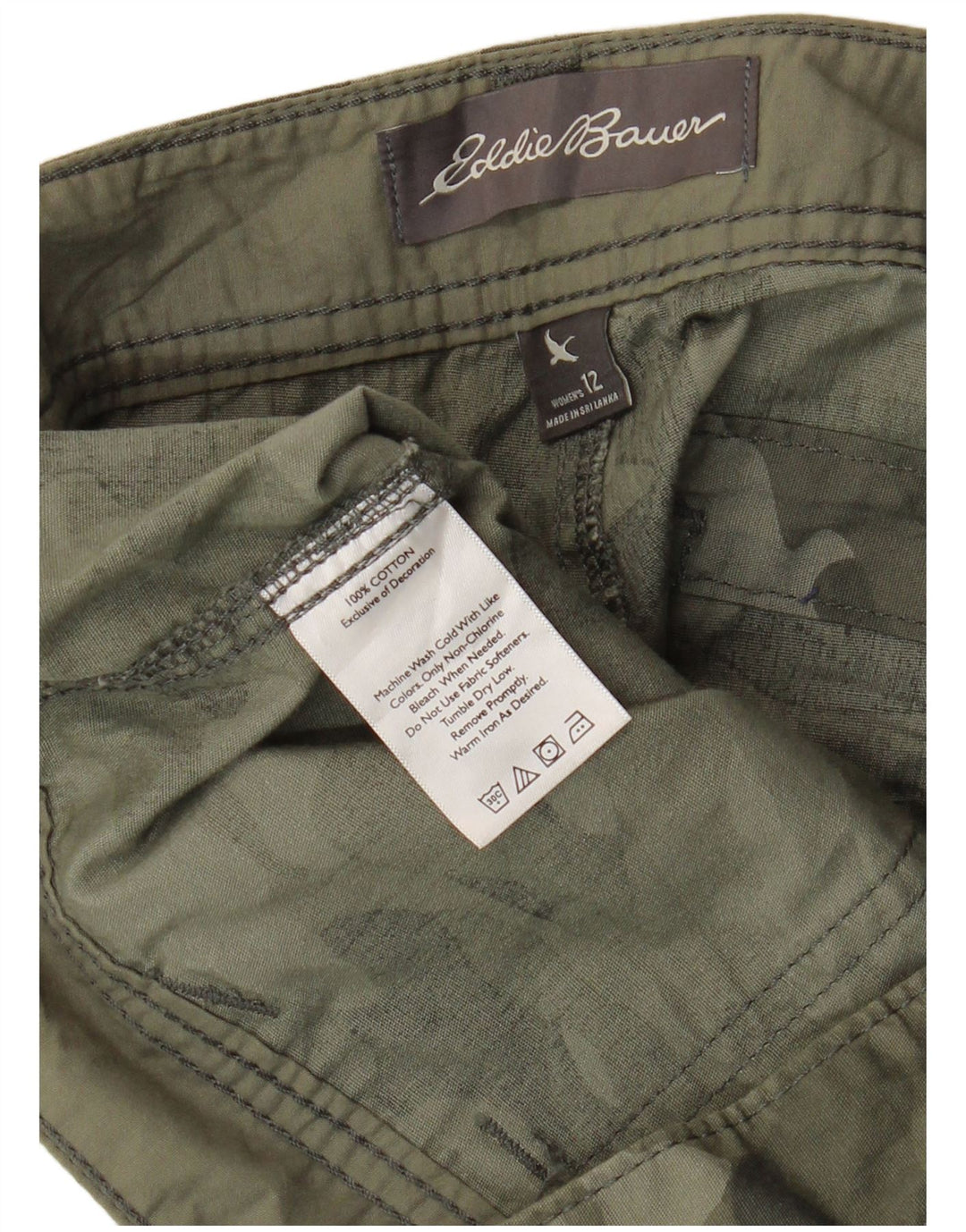 Женские шорты чинос EDDIE BAUER US 12, большие размеры W36, камуфляжный хлопок цвета хаки