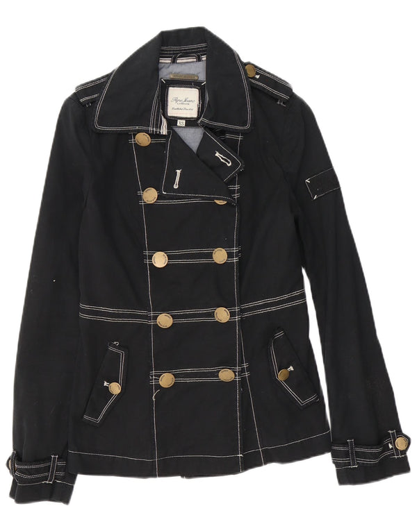 PEPE Jeans Женская двубортная куртка в стиле милитари UK 6 XS, черный хлопок