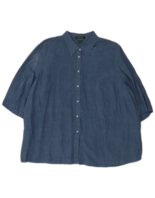 Женская блузка-рубашка оверсайз с коротким рукавом Ralph Lauren UK 20 2XL, синяя