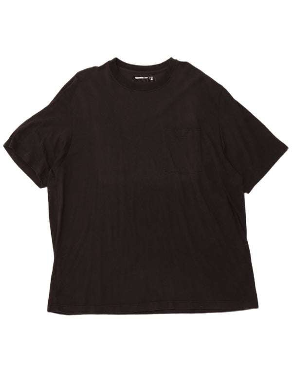 ABERCROMBIE & FITCH Мужская футболка для высоких, топ 2XL, черный хлопок