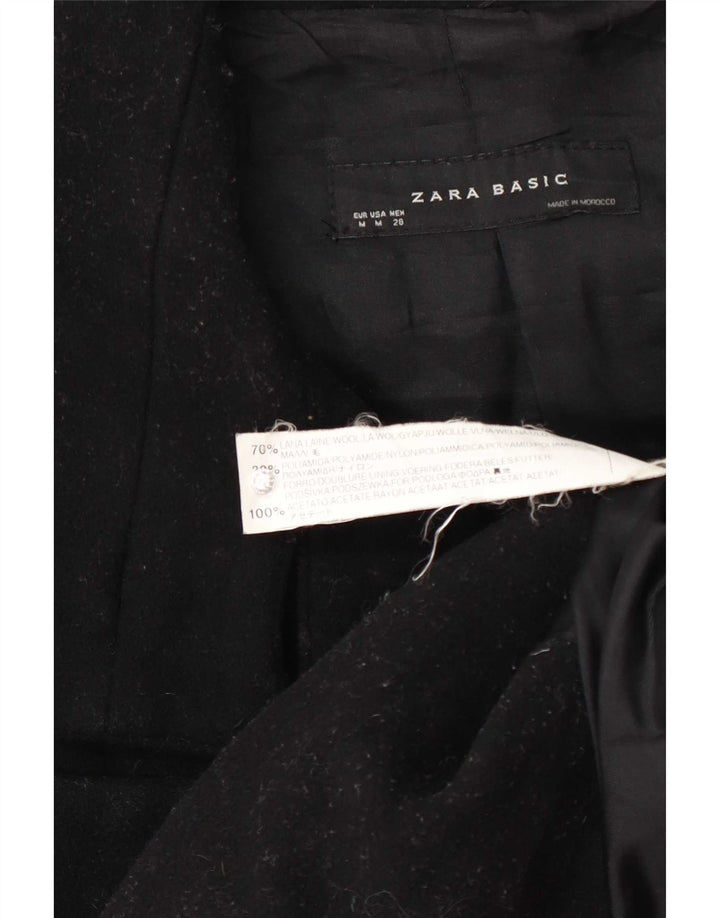 Женское бушлат Zara UK 12, средний черный, шерсть