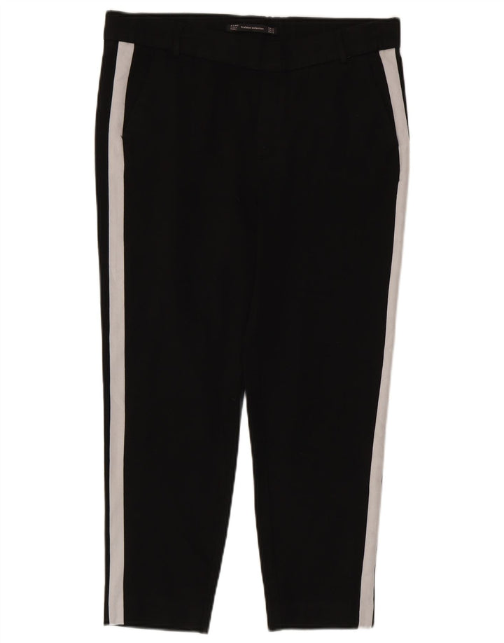 Женские узкие брюки чинос Zara XS W24 L22, черные полиэстер с цветными блоками