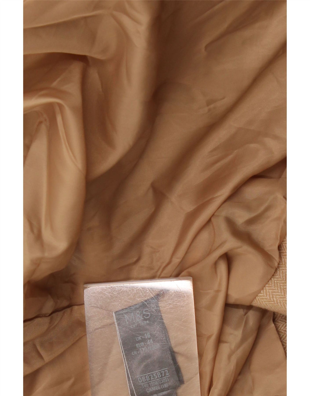 Женское пальто Marks & Spencer UK 16, большое бежевое полиэстер с узором «в елочку»