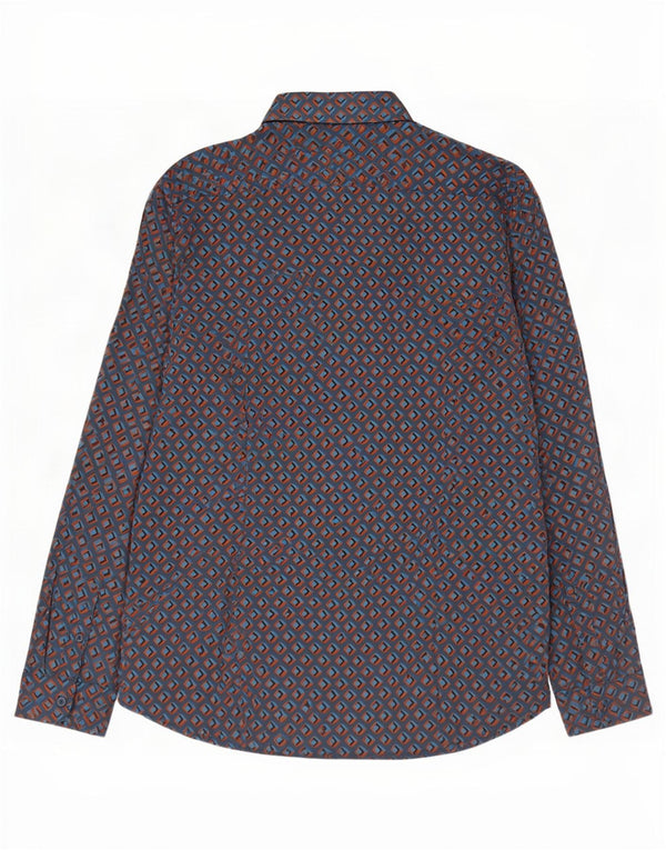 Мужская рубашка Ted Baker, размер 6, 2XL, темно-синяя, хлопок с геометрическим рисунком