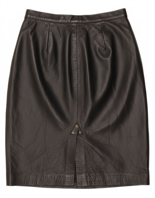 Винтажная женская кожаная юбка с высокой талией IT 42 Medium W28 Черная