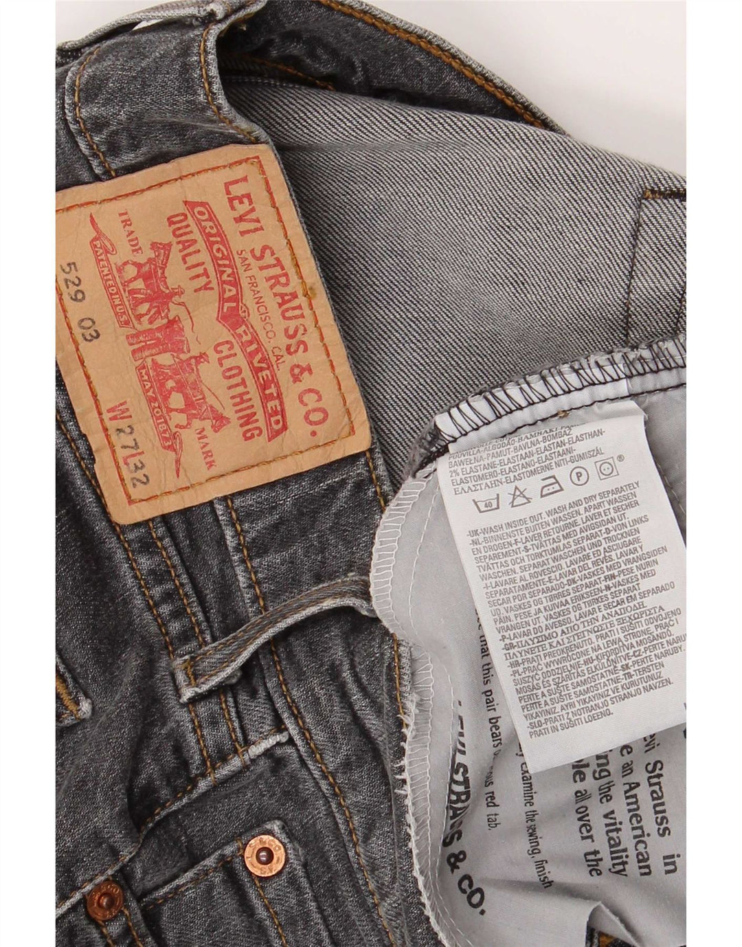 Женские джинсы Levi's 529 Curvy Bootcut W27 L32 Серые хлопковые