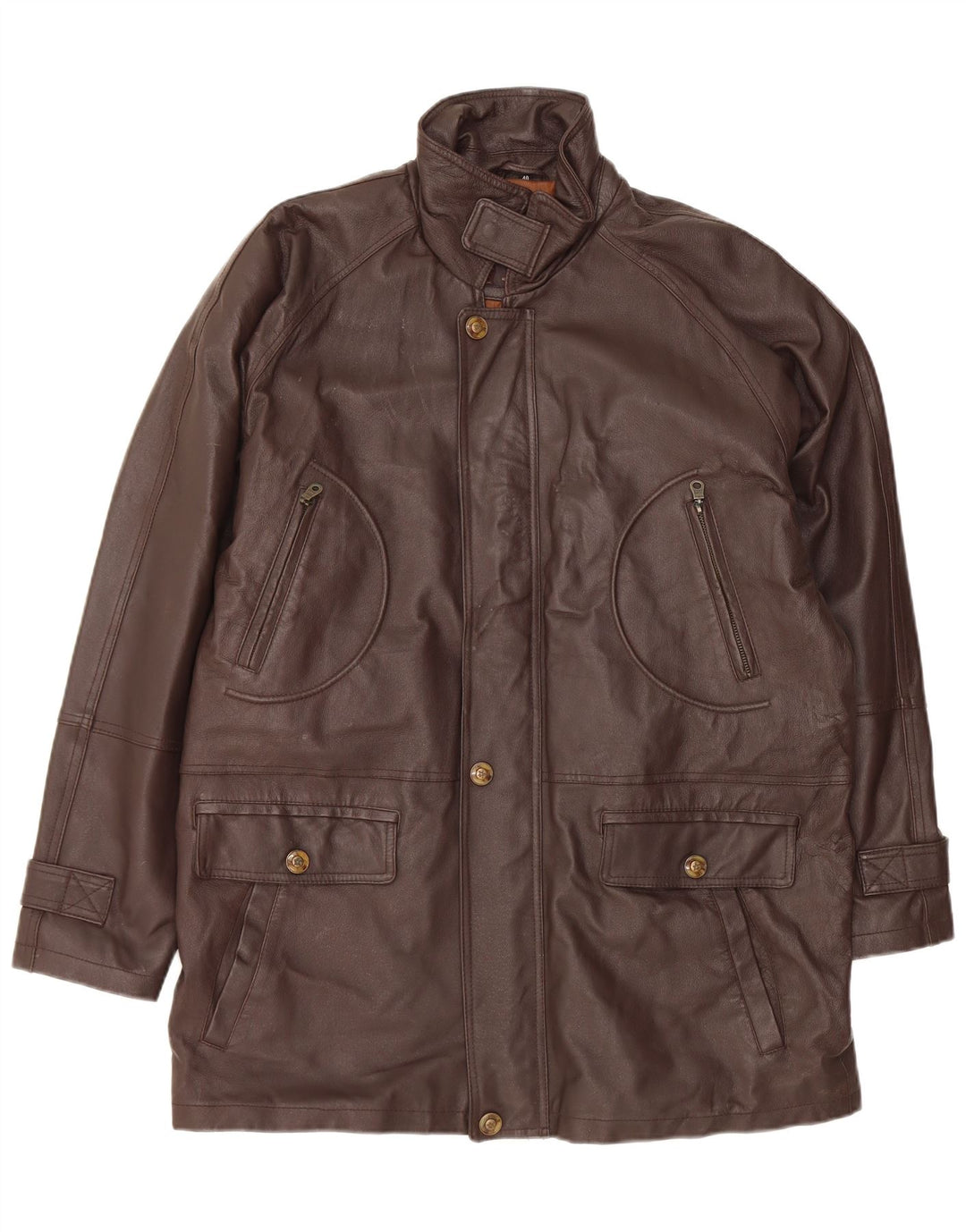 Винтажная мужская кожаная куртка UK 40, большая коричневая кожа