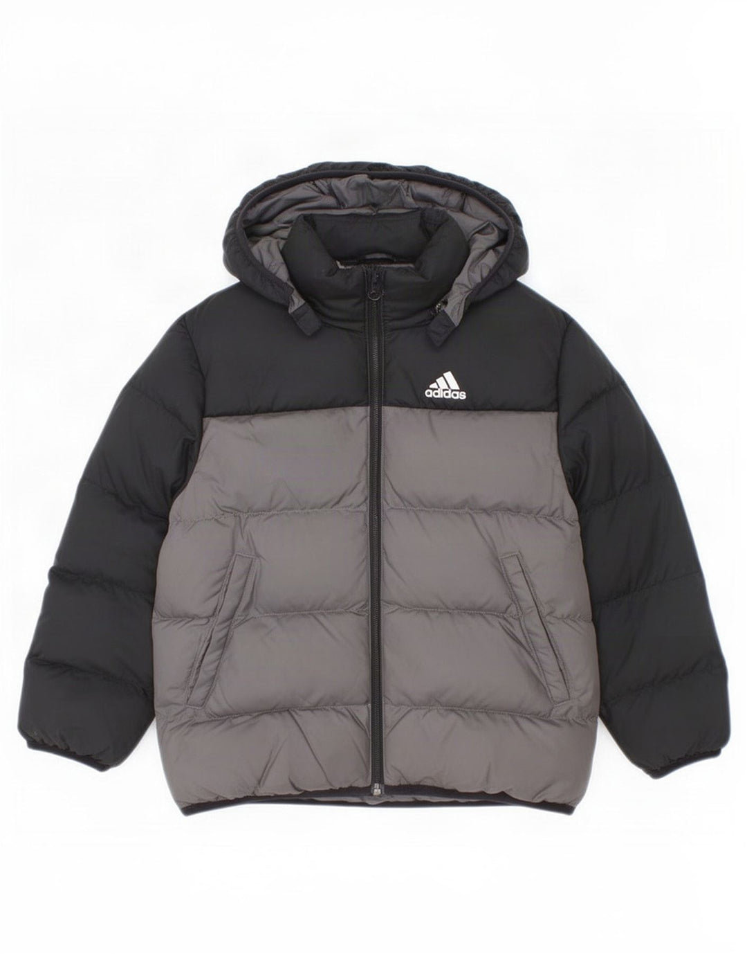 Утепленная куртка Adidas с капюшоном для мальчиков 6-7 лет, черная, полиэстер с цветными блоками