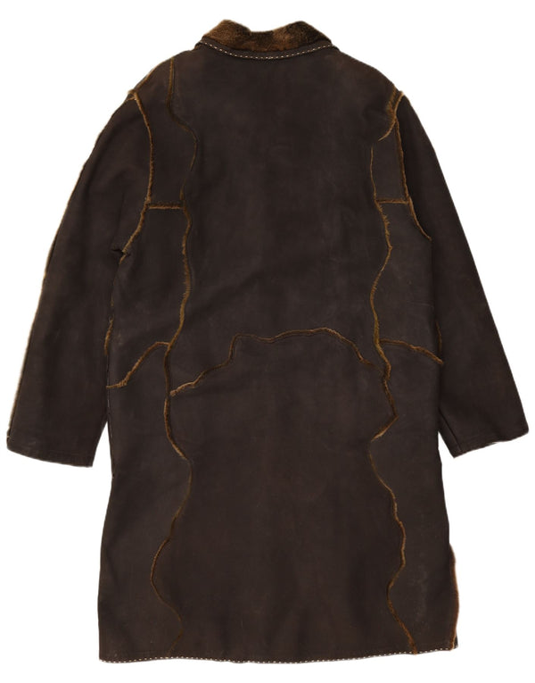ВИНТАЖНОЕ женское замшевое пальто UK 16, большое коричневое
