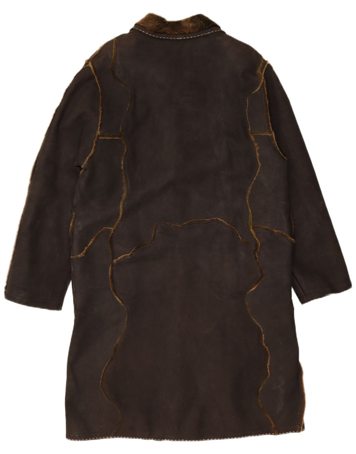 ВИНТАЖНОЕ женское замшевое пальто UK 16, большое коричневое