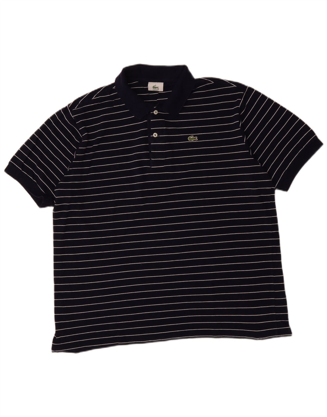 Мужская рубашка-поло Lacoste, размер 7, 2XL, темно-синяя в полоску