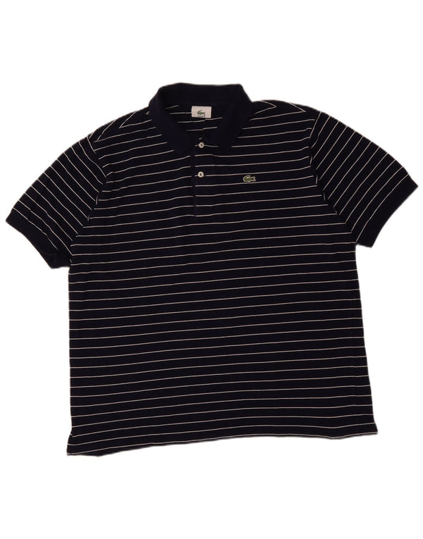 Мужская рубашка-поло Lacoste, размер 7, 2XL, темно-синяя в полоску