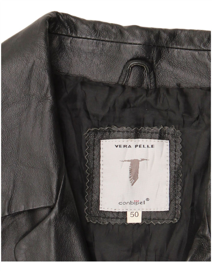CONBIPEL Мужское кожаное пальто IT 50 Большое Черное Кожаное