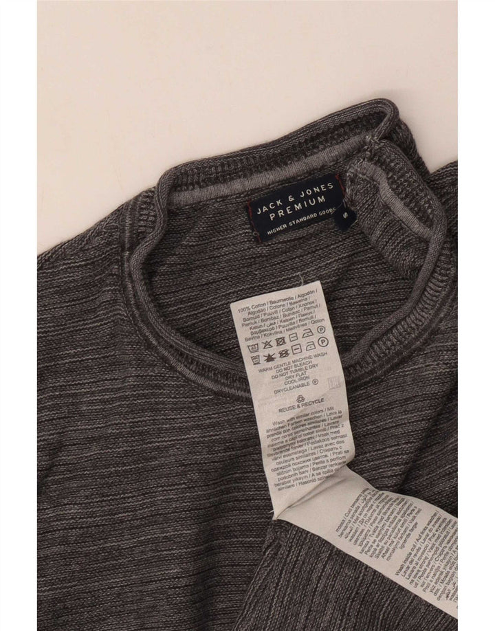 Мужской джемпер с круглым вырезом Jack & Jones, маленький серый хлопковый свитер