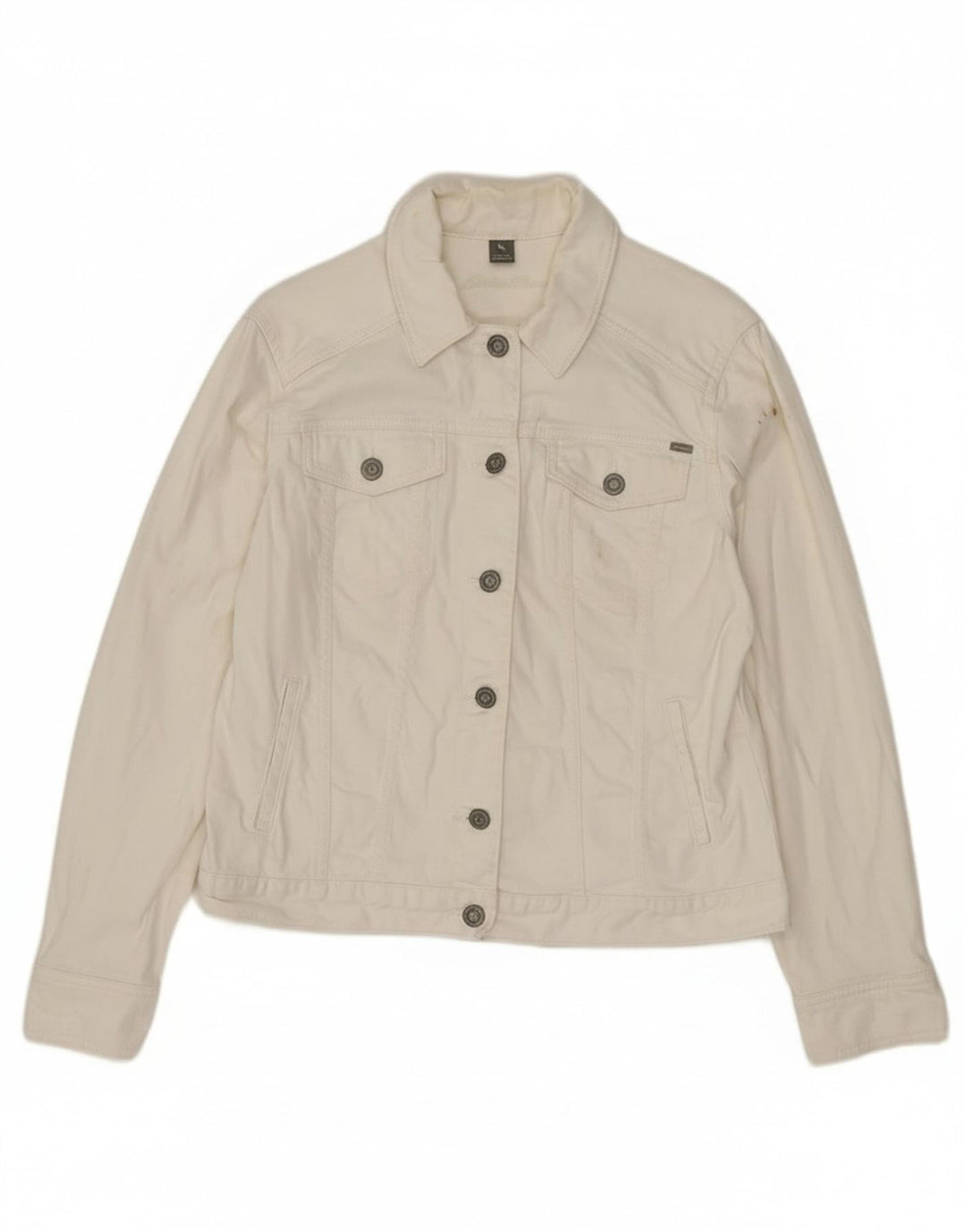 Женская джинсовая куртка Eddie Bauer UK 14, большой размер, белый хлопок