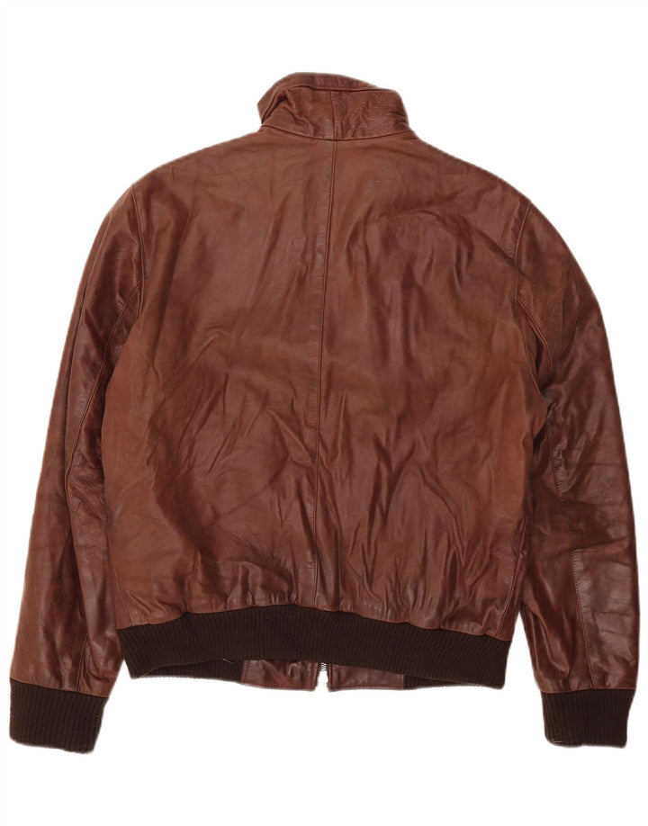 Винтажная мужская кожаная куртка UK 38, кожа среднего коричневого цвета