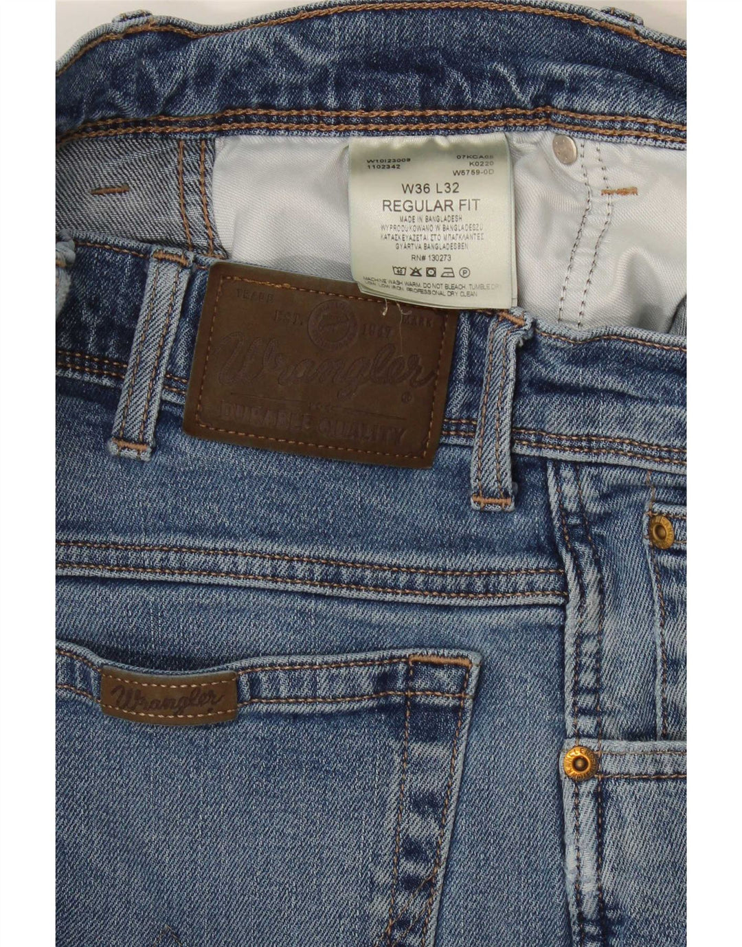 Мужские прямые джинсы Wrangler стандартного кроя W36 L32, синие, хлопок