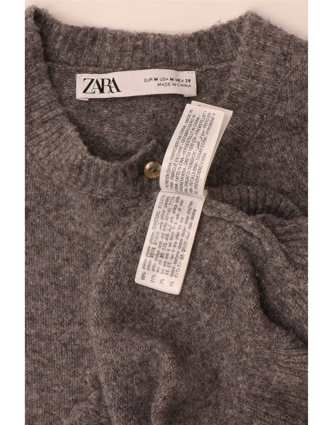 Женский кардиган Zara UK 14, средний серый полиэстер