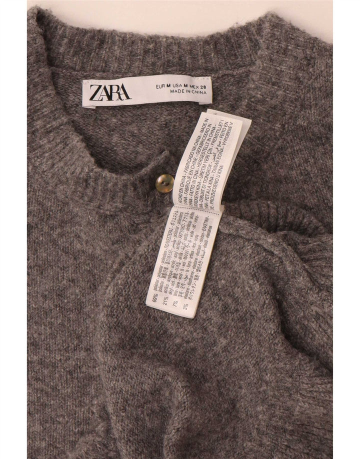Женский кардиган Zara UK 14, средний серый полиэстер