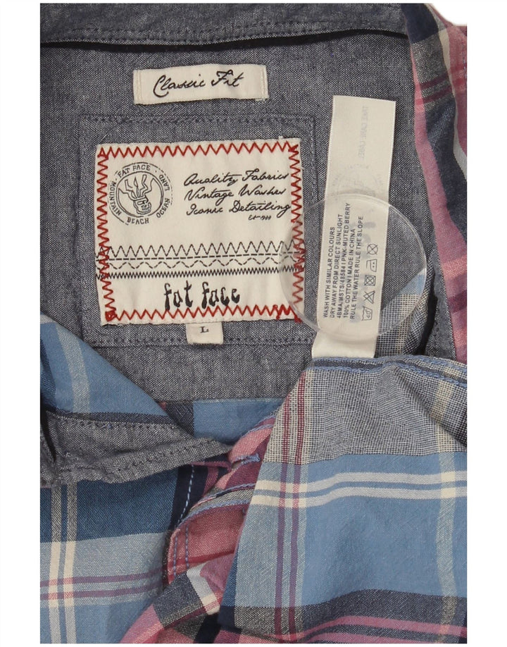 FAT FACE Mens Classic Fit Short Sleeve Shirt Large Multicoloured Check