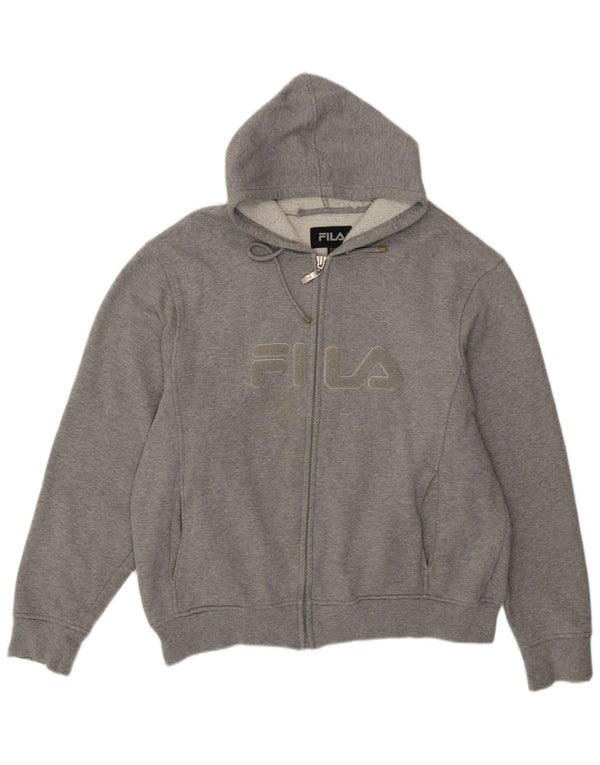 Fila Womens Graphic Zip Hoodie Sweater UK 20 2XL Grey Cotton