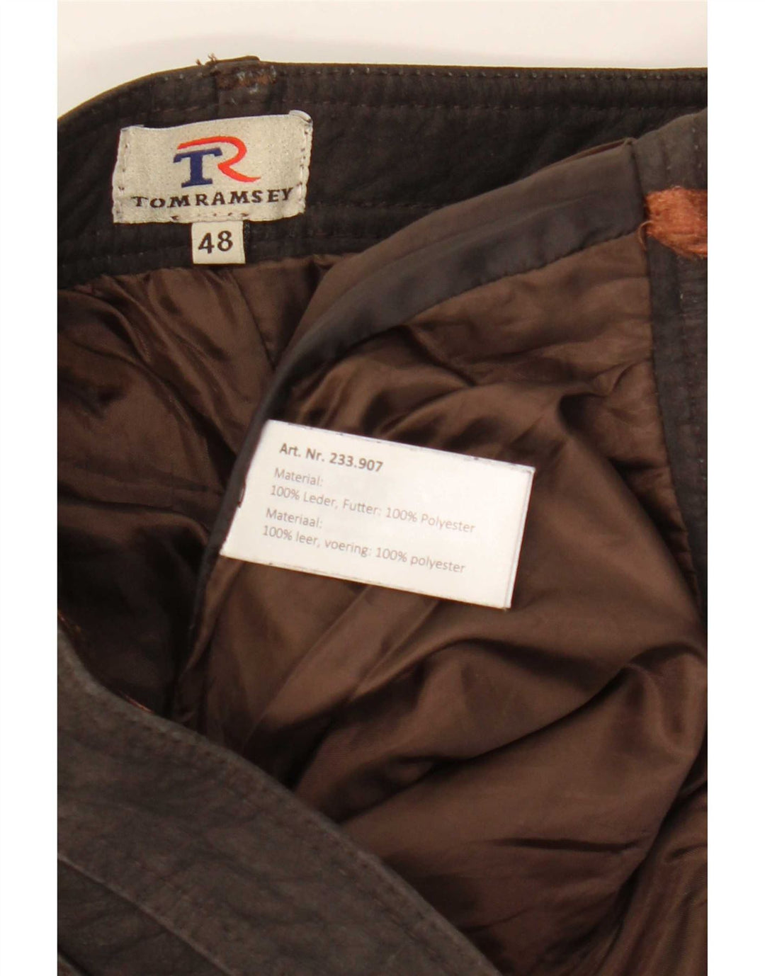 Мужские узкие кожаные брюки Tom Ramsey EU 48 Medium W32 L29 Коричневые кожаные