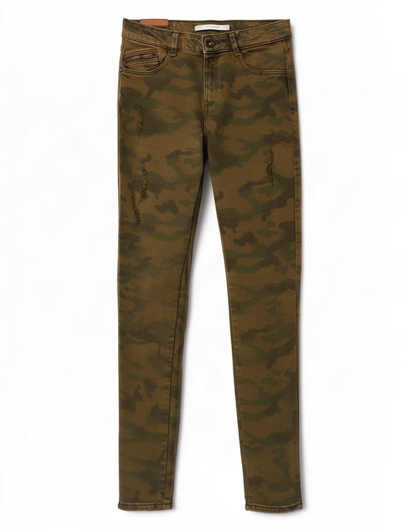 Женские джинсы скинни Zara Trafaluc EU 38 Small W28 L28 Хаки Камуфляж