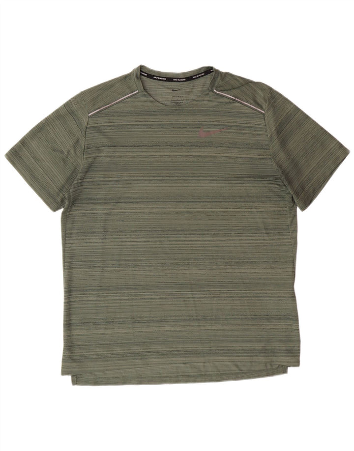 Мужская футболка Nike Dri Fit из полиэстера с большой зеленой полоской