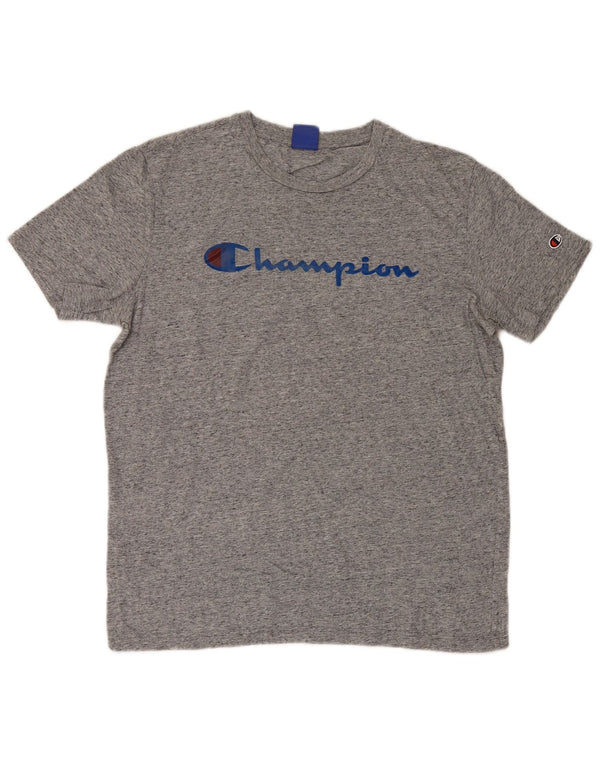Мужская футболка с рисунком Champion, большая серая в крапинку