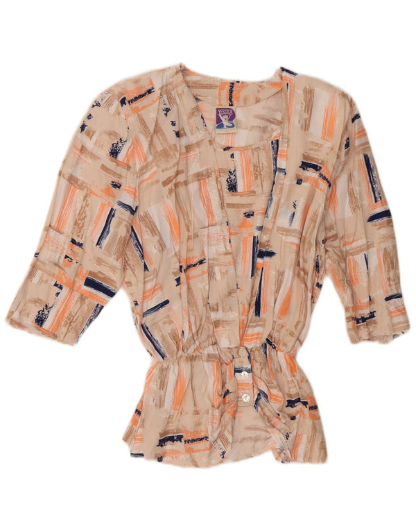 Yessica Женская блузка с рукавом 3/4 Топ IT 36 XS Бежевый Вискоза с геометрическим рисунком