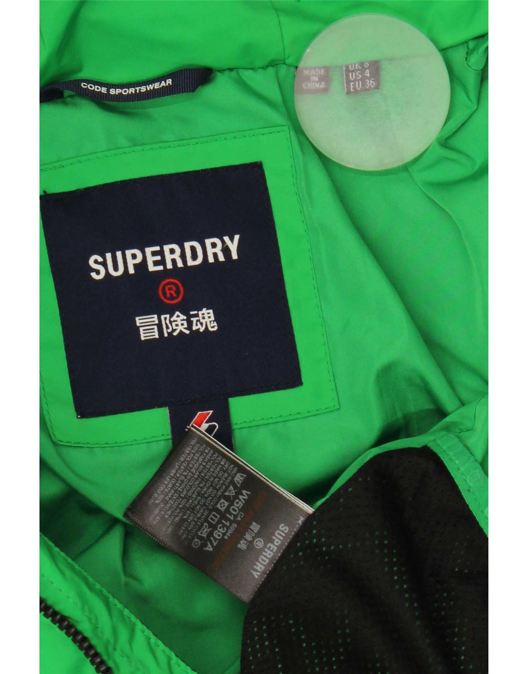 Женская утепленная куртка с капюшоном Superdry UK 8, маленький зеленый полиэстер