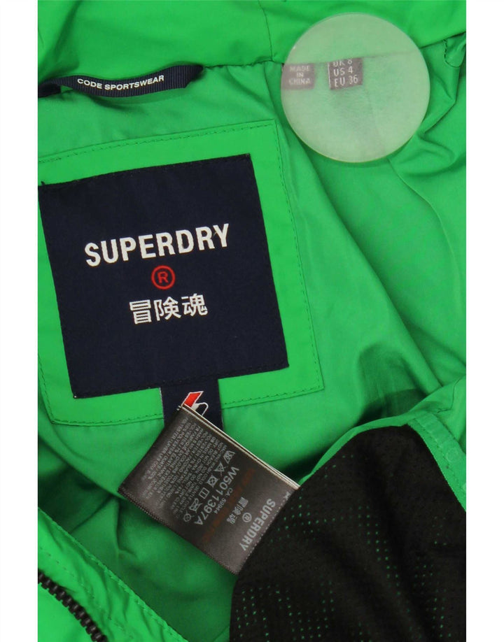 Женская утепленная куртка с капюшоном Superdry UK 8, маленький зеленый полиэстер