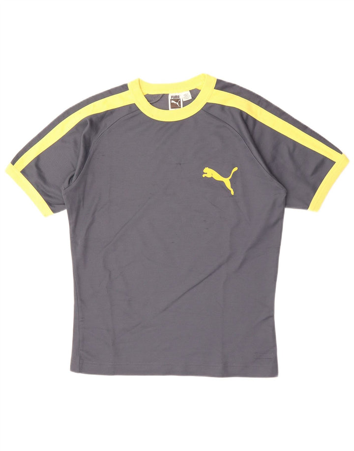 Мужская футболка PUMA из хлопка среднего серого цвета с цветными блоками