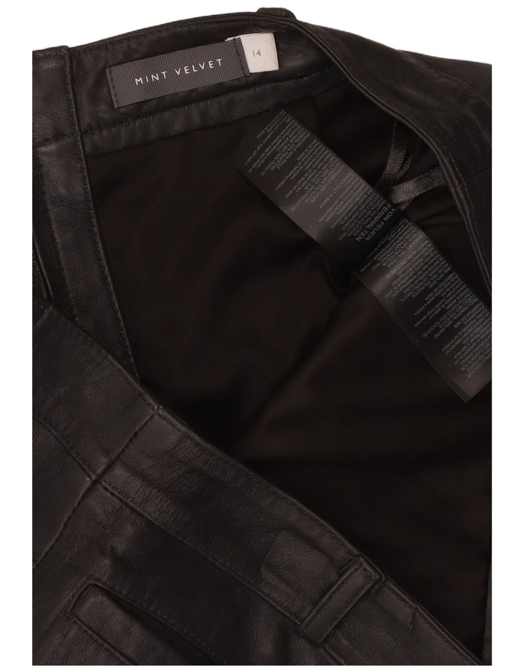 Женская кожаная юбка MINT VELVET UK 14, большая W34, черная кожа