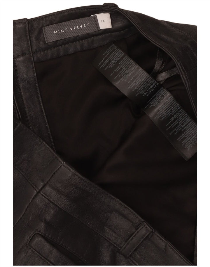 Женская кожаная юбка MINT VELVET UK 14, большая W34, черная кожа