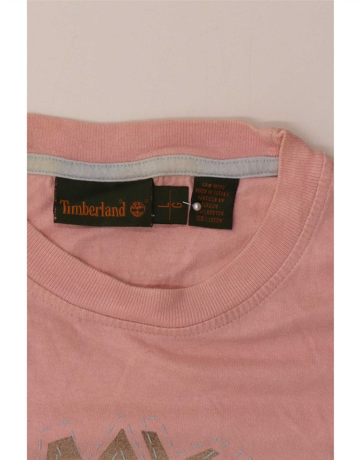 Мужская футболка с рисунком Timberland, большой розовый хлопок