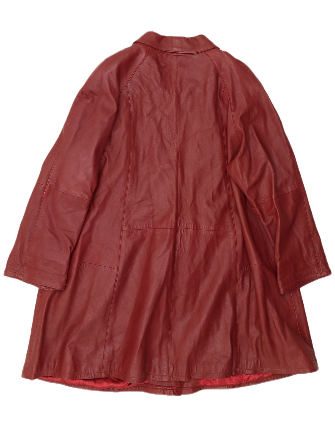 Barisal Женское кожаное пальто оверсайз EU 48 2XL Бордовое кожаное