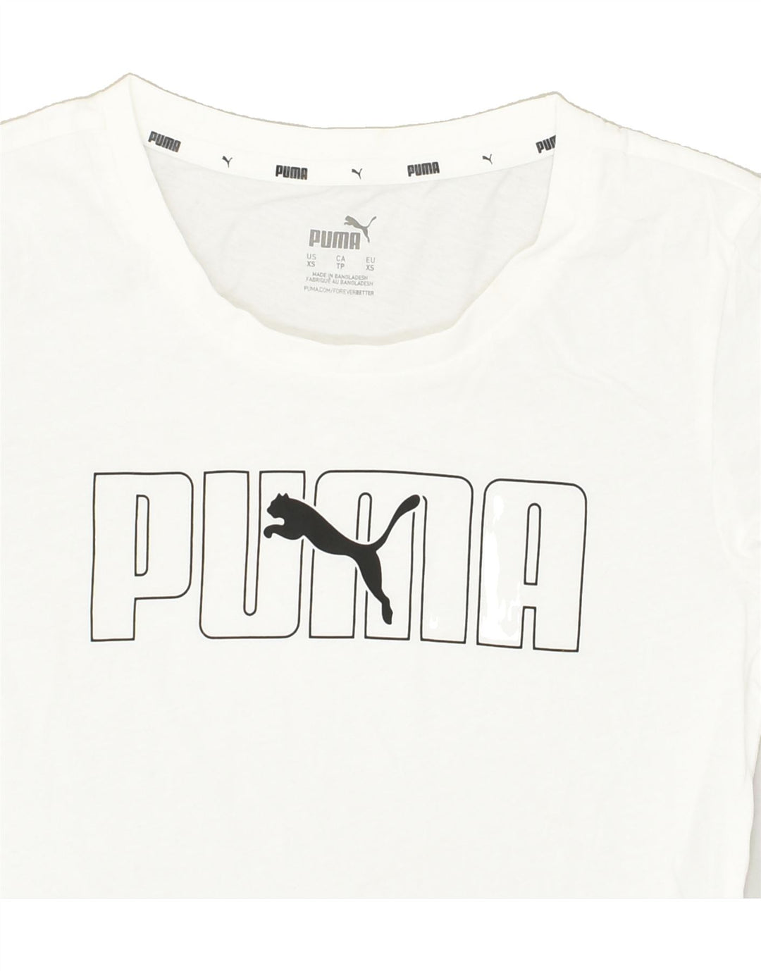 PUMA Womens Graphic T-Shirt Top UK 6 XS White Cotton | Vintage Puma | Thrift | Second-Hand Puma | Used Clothing | Messina Hembry 