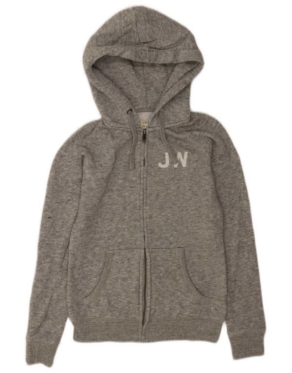 Женский свитер с капюшоном и молнией с графическим рисунком Jack Wills UK 6 XS, серый полиэстер с крапинками