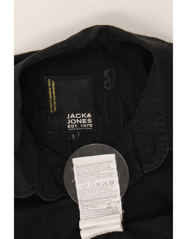 JACK & JONES Mens Graphic Military Shirt Small Black Cotton Vintage Jack & Jones and Second-Hand Jack & Jones from Messina Hembry 