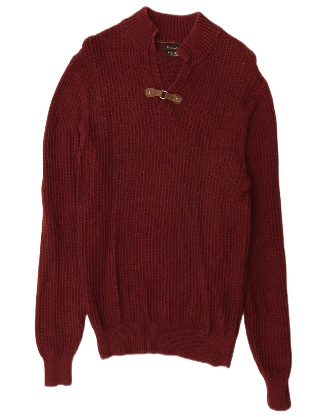 Мужской джемпер с высоким воротником Massimo Dutti, маленький бордовый хлопковый свитер